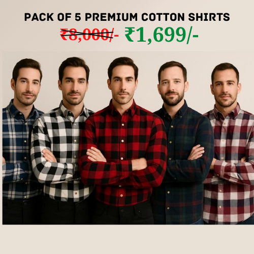 Pack of 5 – Men’s Full Sleeve Premium Cotton Shirts | PACK OF 5