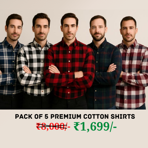 Pack of 5 – Men’s Full Sleeve Premium Cotton Shirts | PACK OF 5