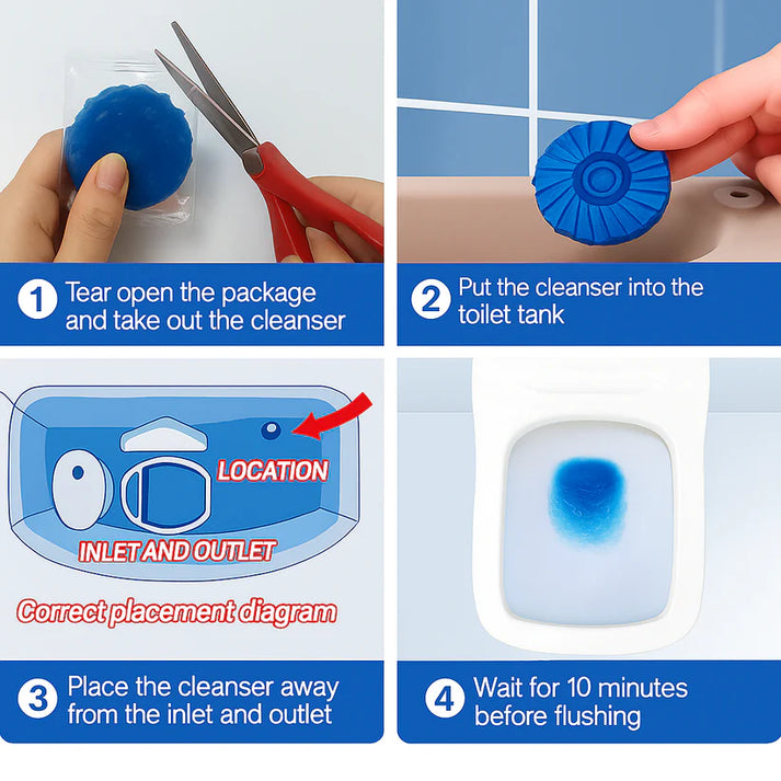 FreshFlush Toilet Cleaning Tablets - Pack of 5 + Extra 5 FREE | Buy 1 Get 1 FREE